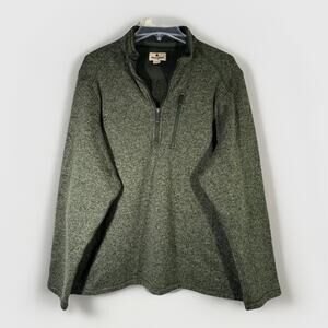 Woolrich XXL Green Fleece Pullover Sweater Collared 1/4 Zip Chest Pocket